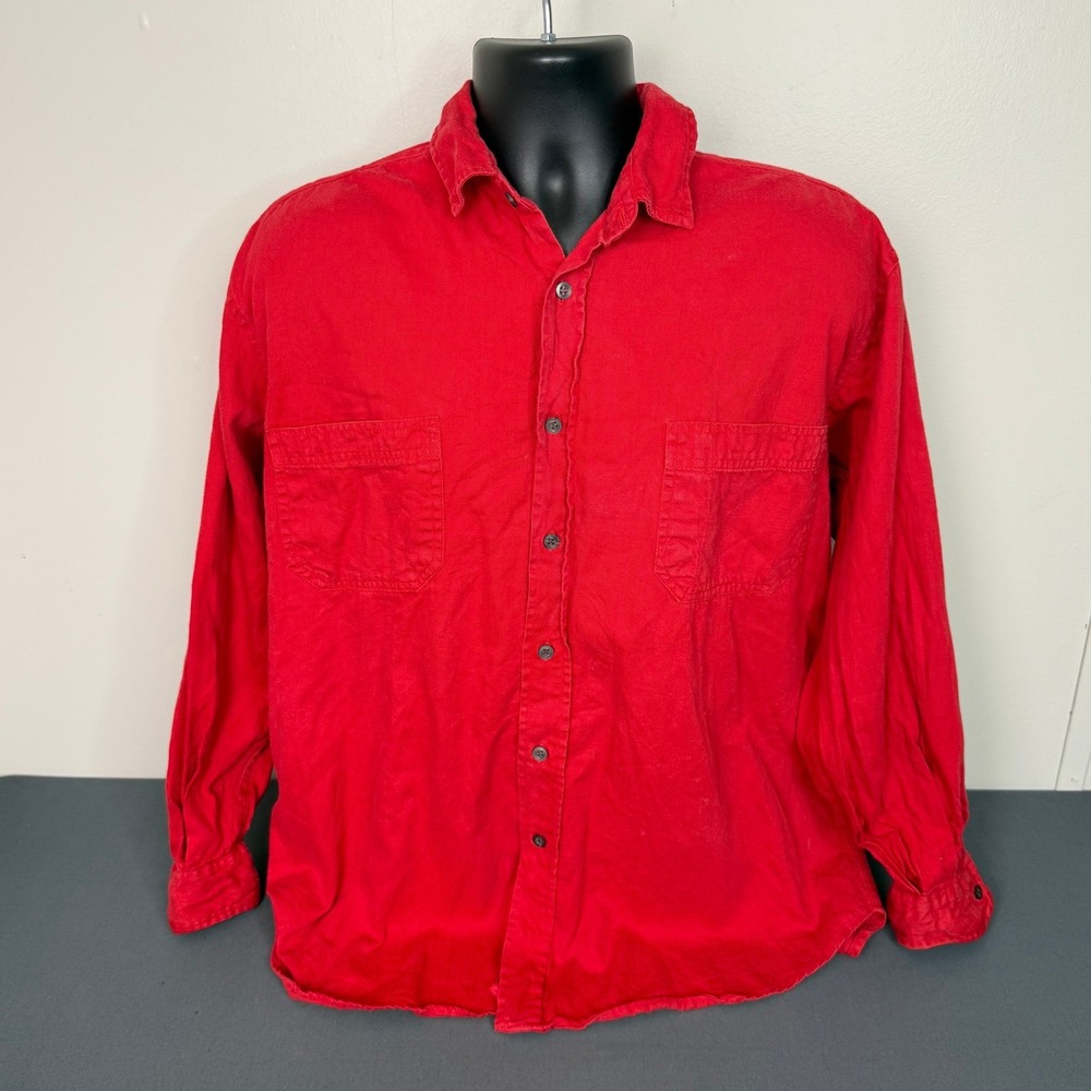 McGregor Button Down Mens XL Red Innovations Cotton Work Shirt Pocket